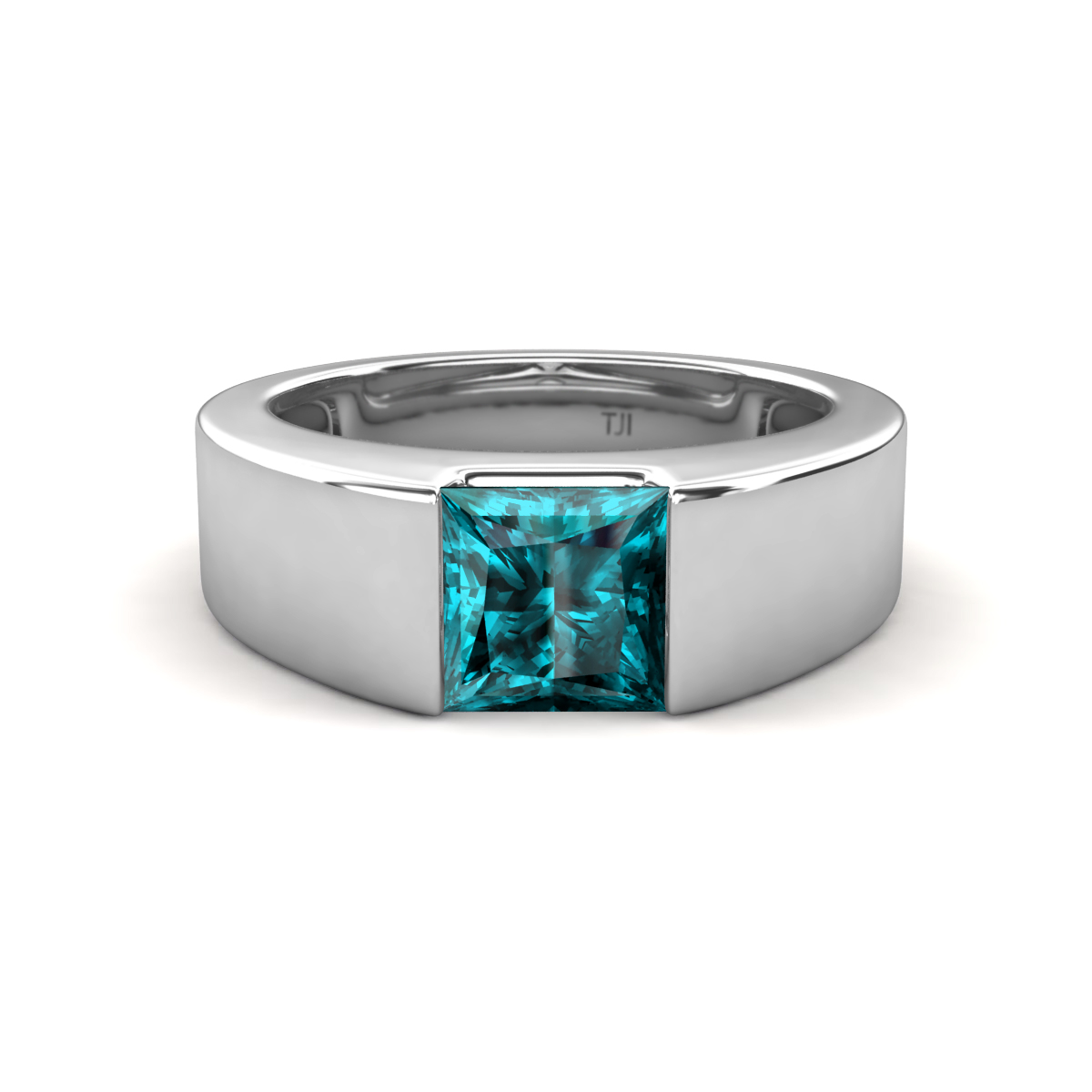 Jordan 1.38 ct Princess Shape Solitaire London Blue Topaz Men's Wedding Band (6.00 mm) 