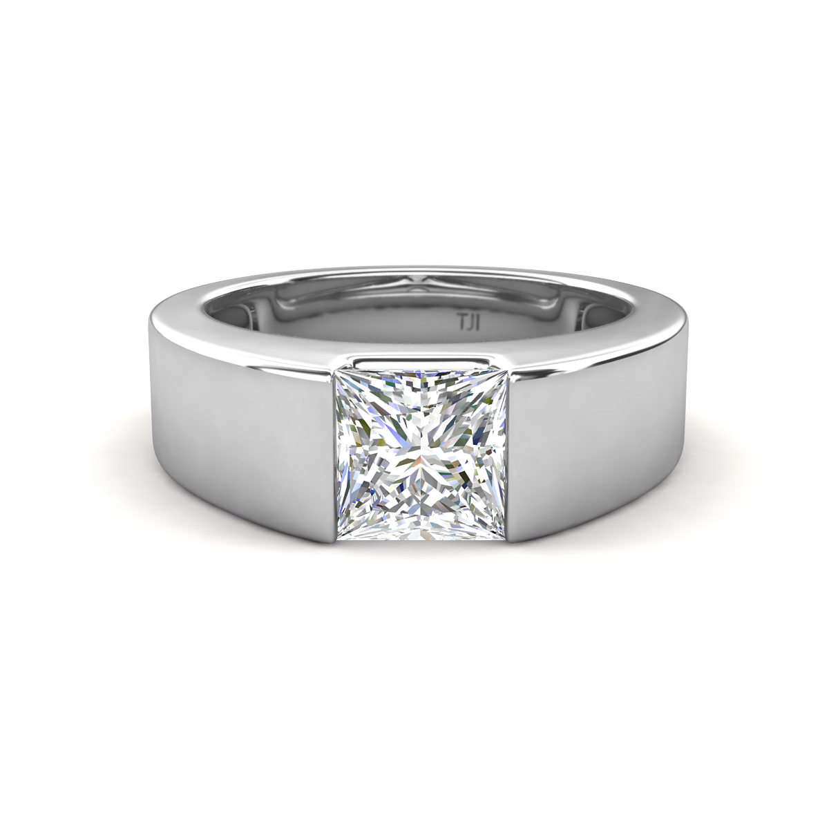 Jordan 1.25 ct Princess Shape Solitaire Moissanite Men's Wedding Band (6.00 mm) 