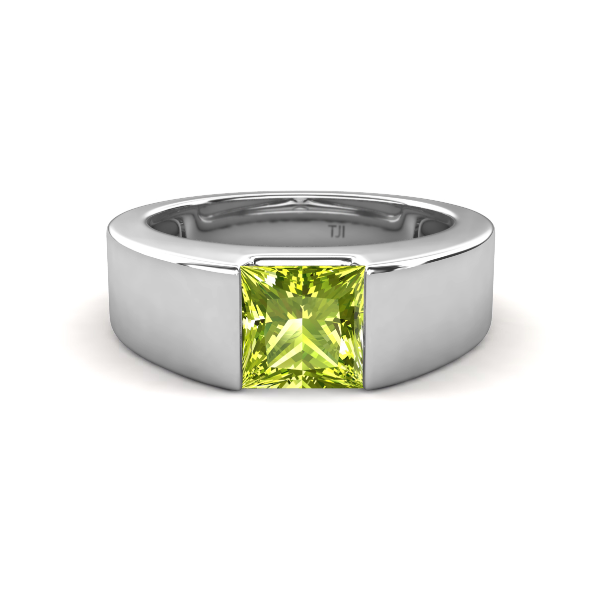 Jordan 1.25 ct Princess Shape Solitaire Peridot Men's Wedding Band (6.00 mm) 
