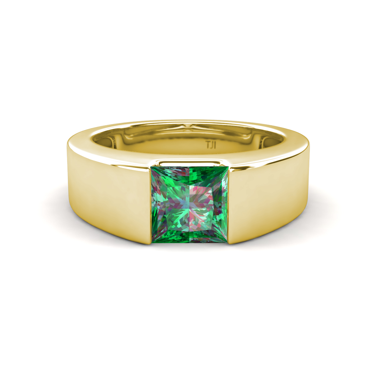 Jordan 1.44 ct Princess Shape Solitaire Created Alexandrite Men's Wedding Band (6.00 mm) 