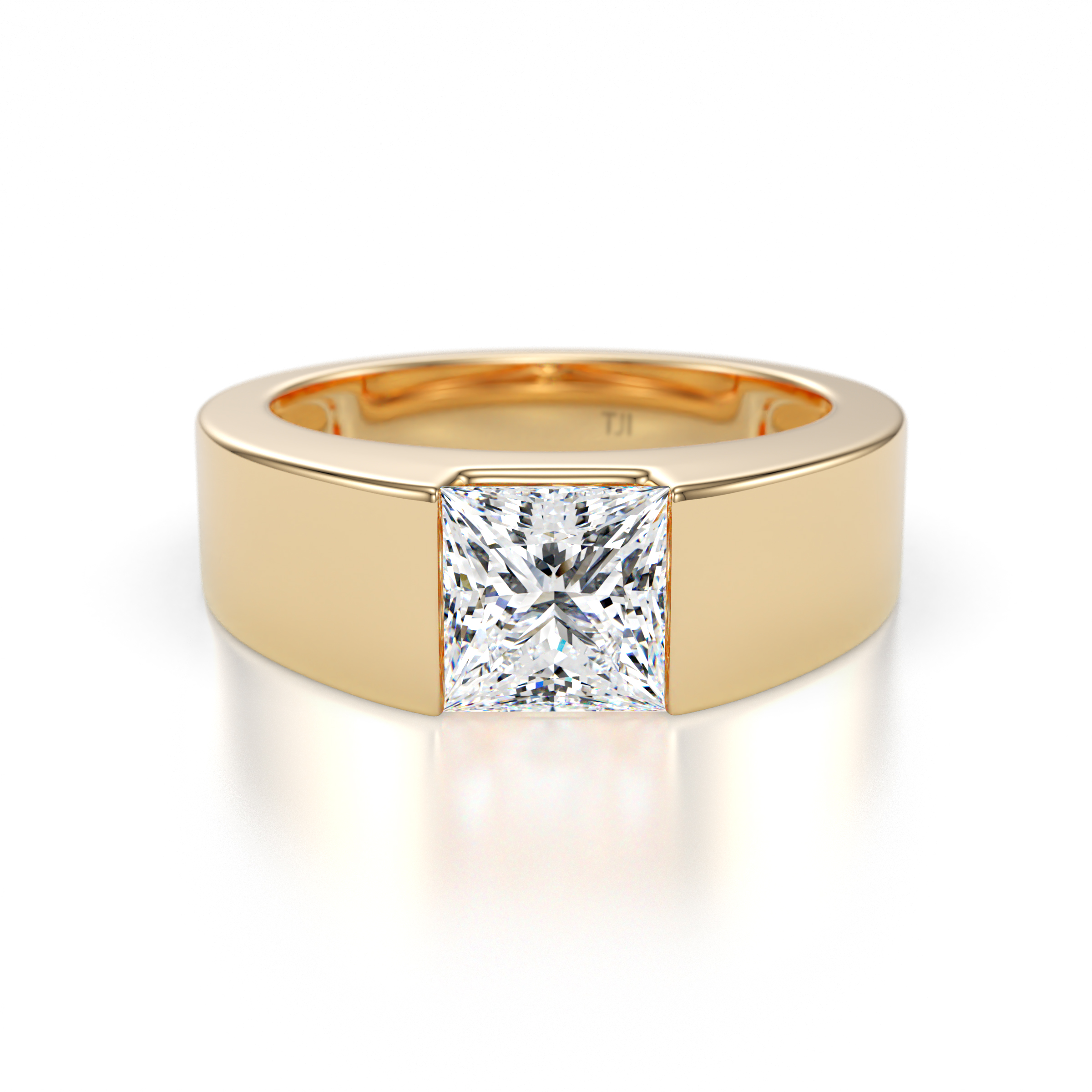 Jordan 1.25 ct GIA Certified Princess Shape Solitaire Natural Diamond (6.00 mm) Men's Wedding Band 