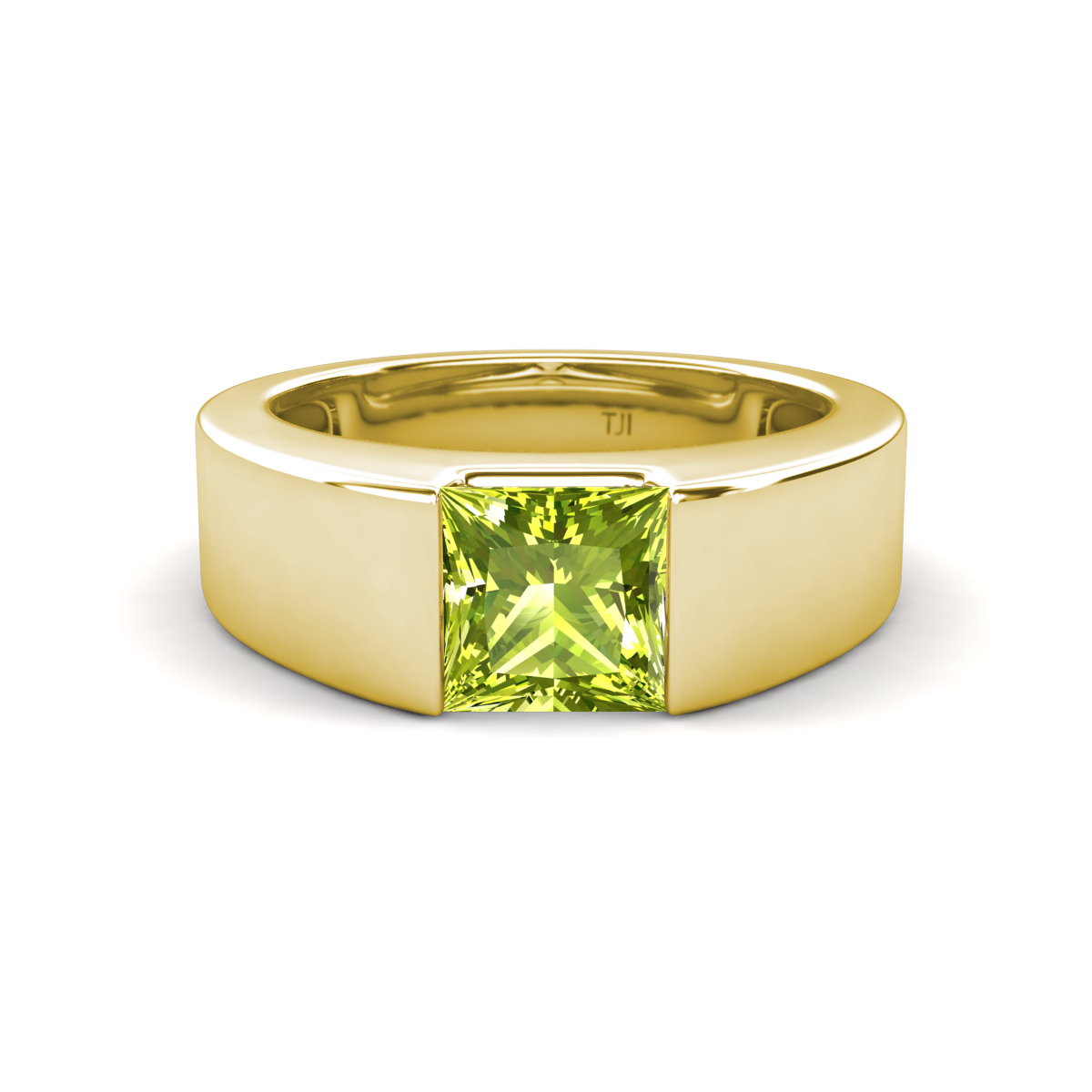 Jordan 1.25 ct Princess Shape Solitaire Peridot Men's Wedding Band (6.00 mm) 