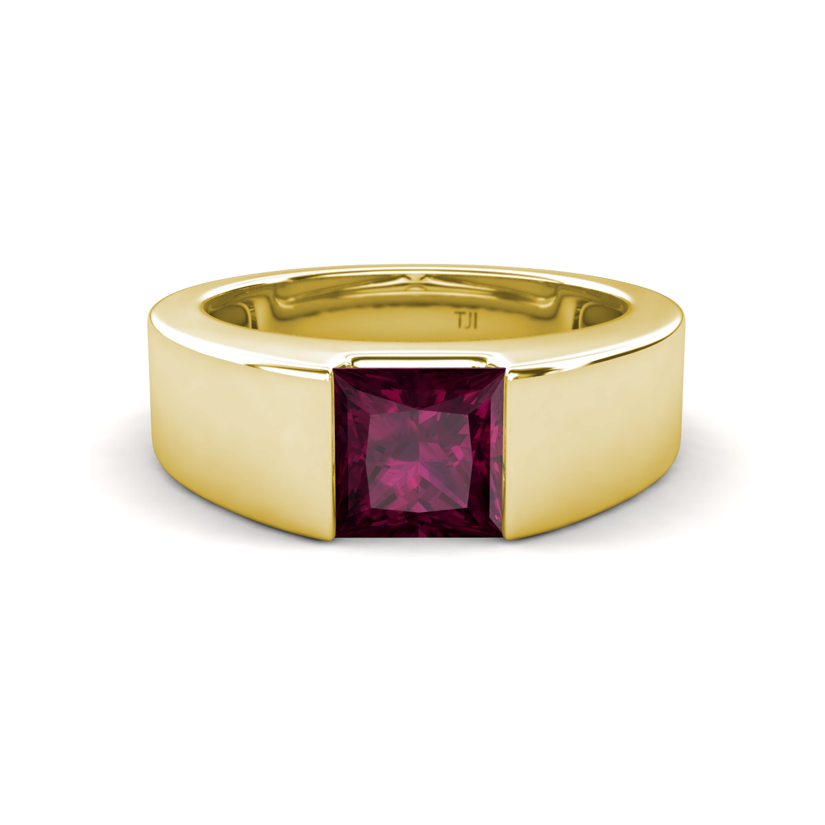 Jordan 1.25 ct Princess Shape Solitaire Rhodolite Garnet Men's Wedding Band (6.00 mm) 