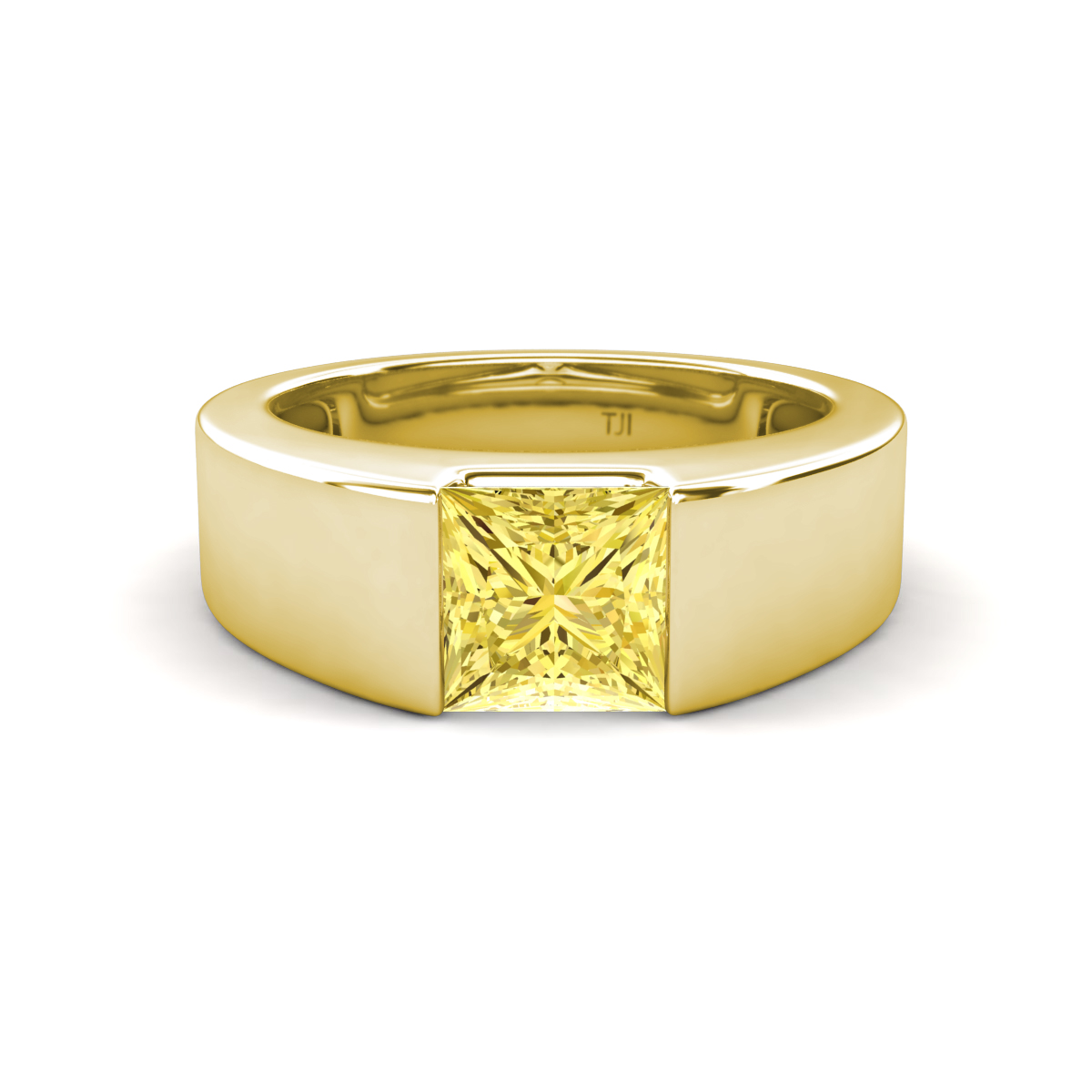 Jordan 1.44 ct Princess Shape Solitaire Lab Grown Yellow Sapphire Men's Wedding Band (6.00 mm)
