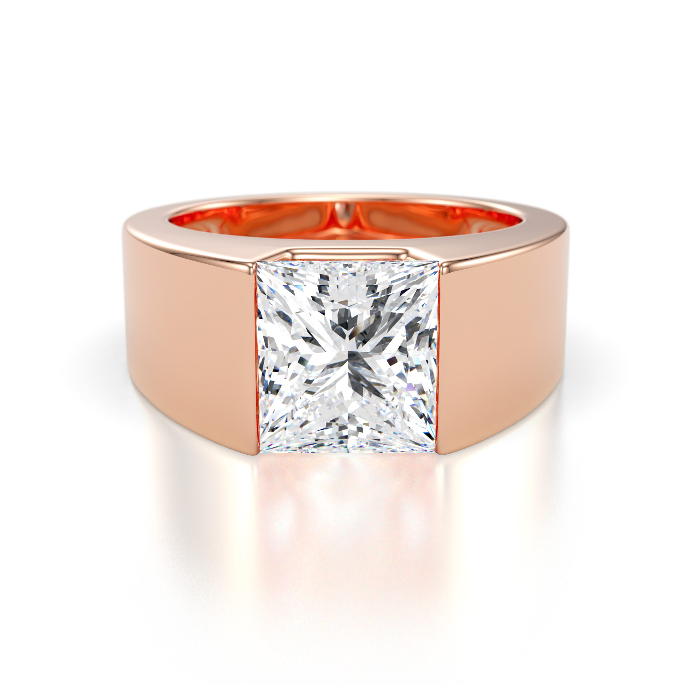 Jordan 3.00 ct IGI Certified Princess Shape Solitaire Lab Grown Diamond (8.00 mm) Men's Wedding Band 