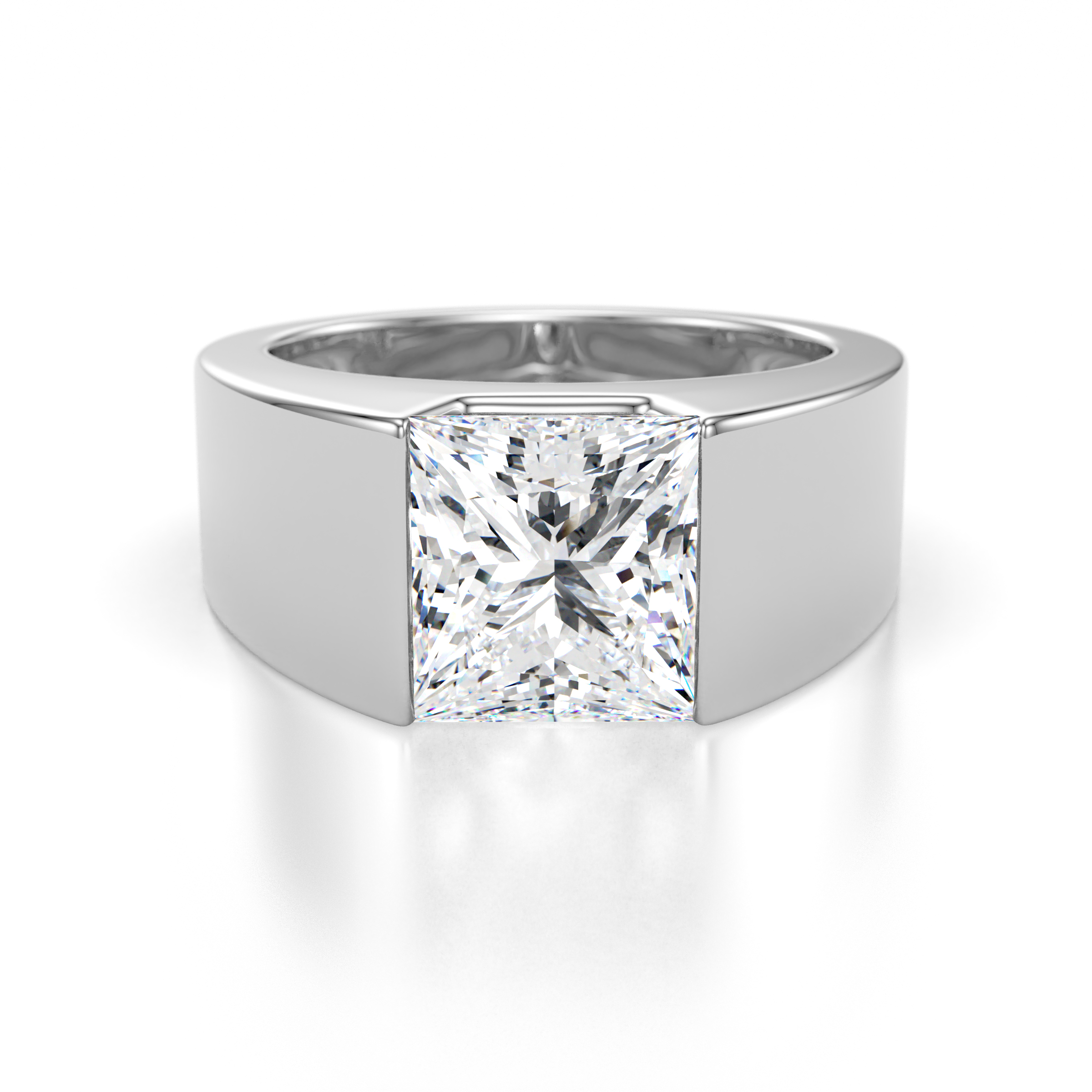 Jordan 3.00 ct IGI Certified Princess Shape Solitaire Lab Grown Diamond (8.00 mm) Men's Wedding Band 