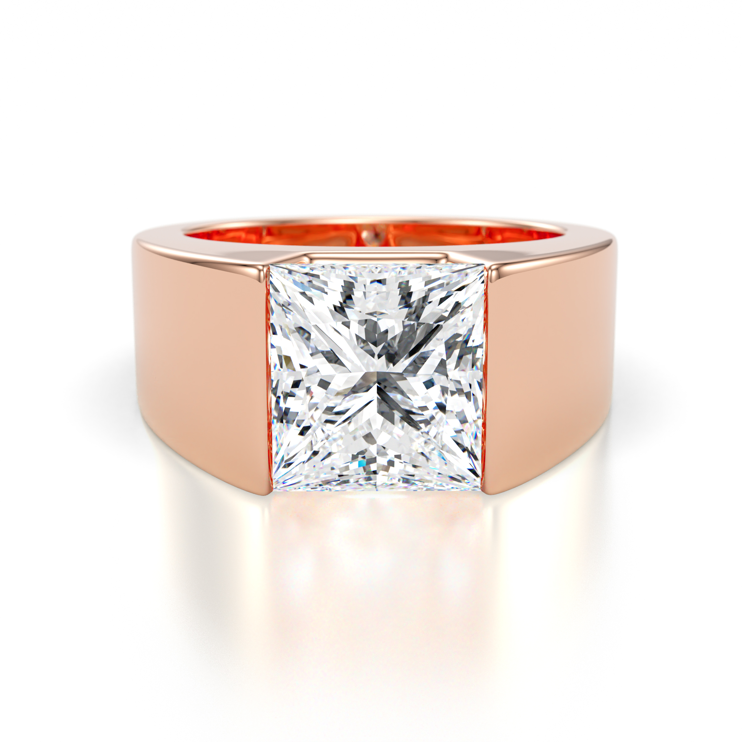 Jordan 4.00 ct IGI Certified Princess Shape Solitaire Lab Grown Diamond (8.75 mm) Men's Wedding Band 