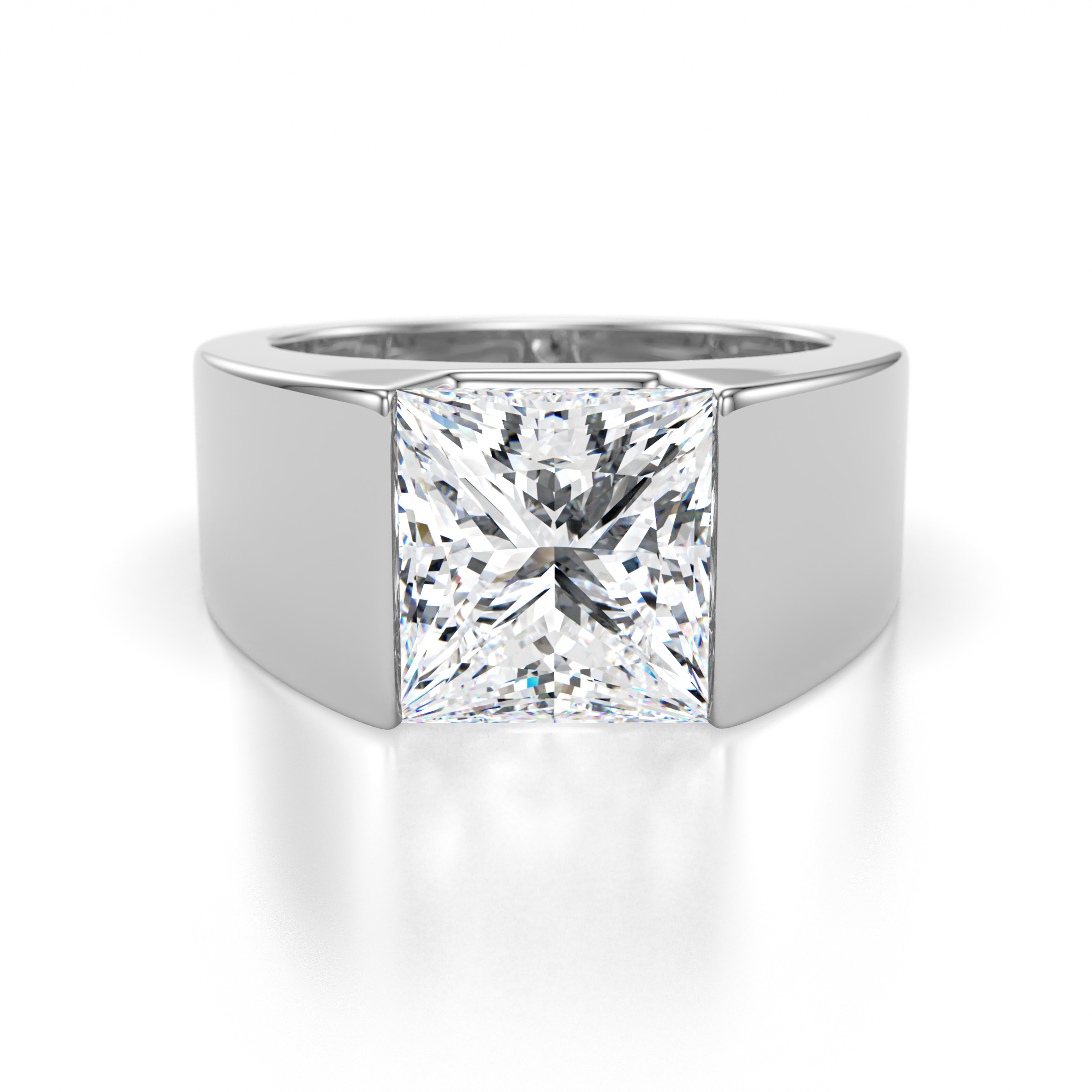 Jordan 4.00 ct IGI Certified Princess Shape Solitaire Lab Grown Diamond (8.75 mm) Men's Wedding Band 