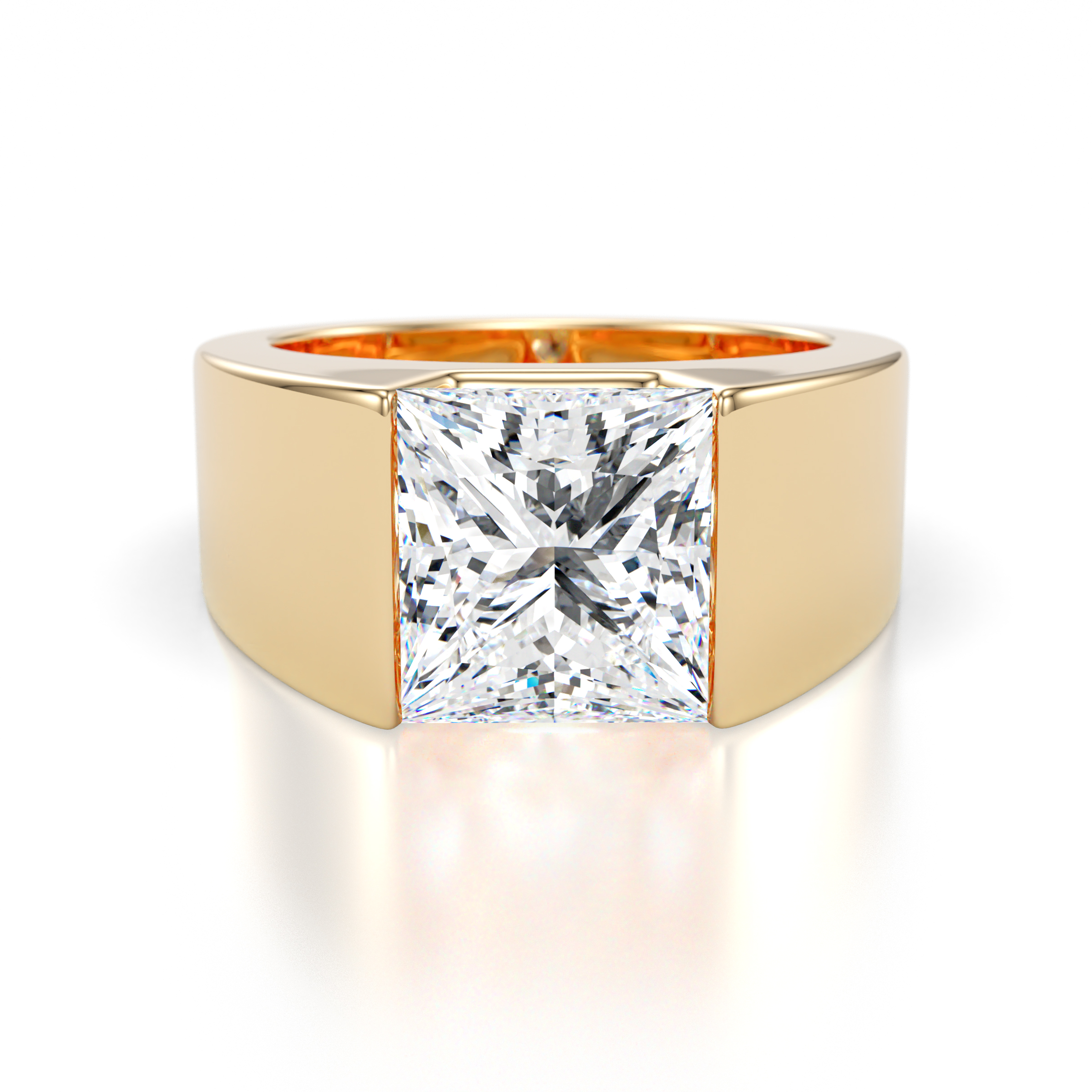 Jordan 4.00 ct IGI Certified Princess Shape Solitaire Lab Grown Diamond (8.75 mm) Men's Wedding Band 