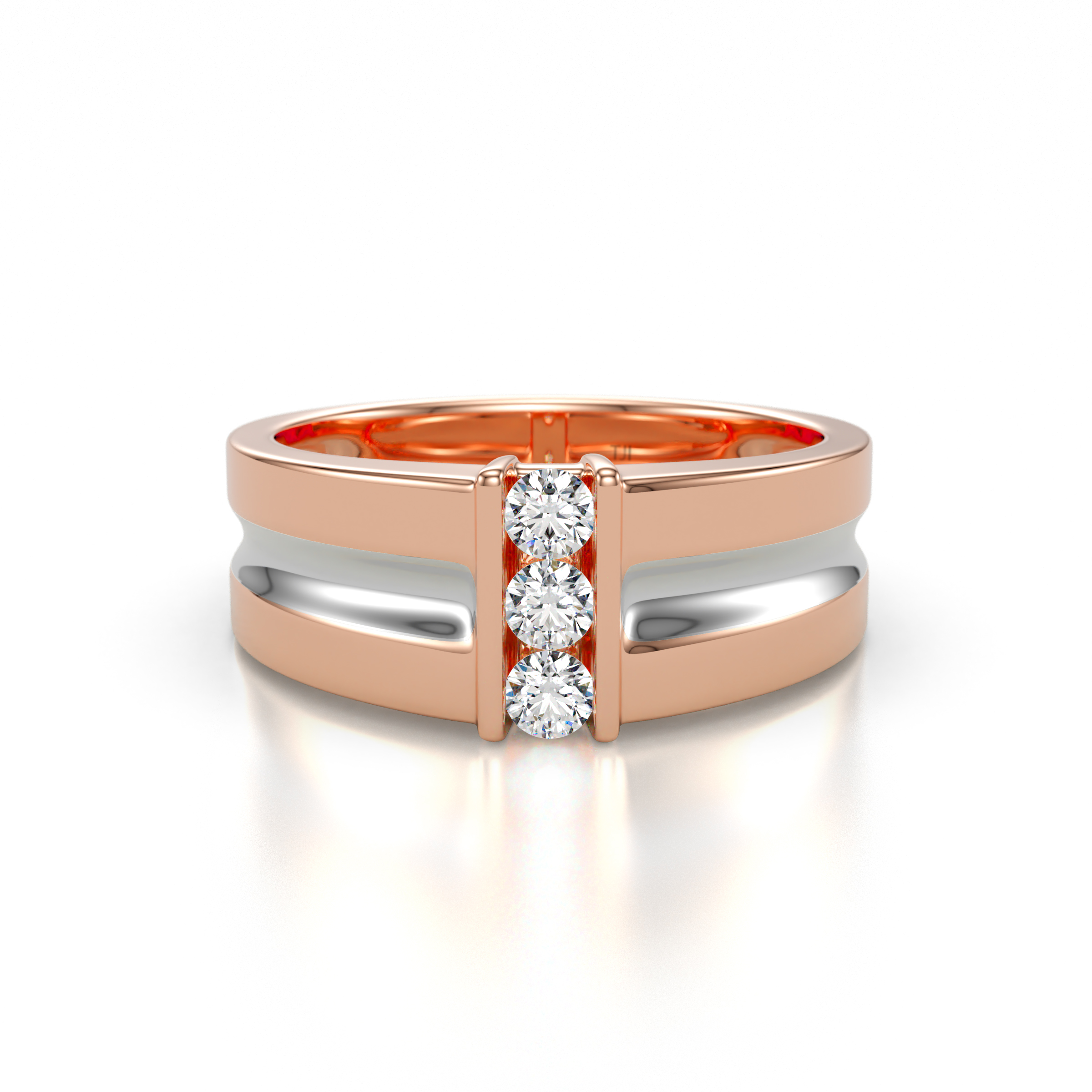 Xavier 0.27 ctw Lab Grown Diamond Three Stone High Polished Men Wedding Band (8.50 mm) 