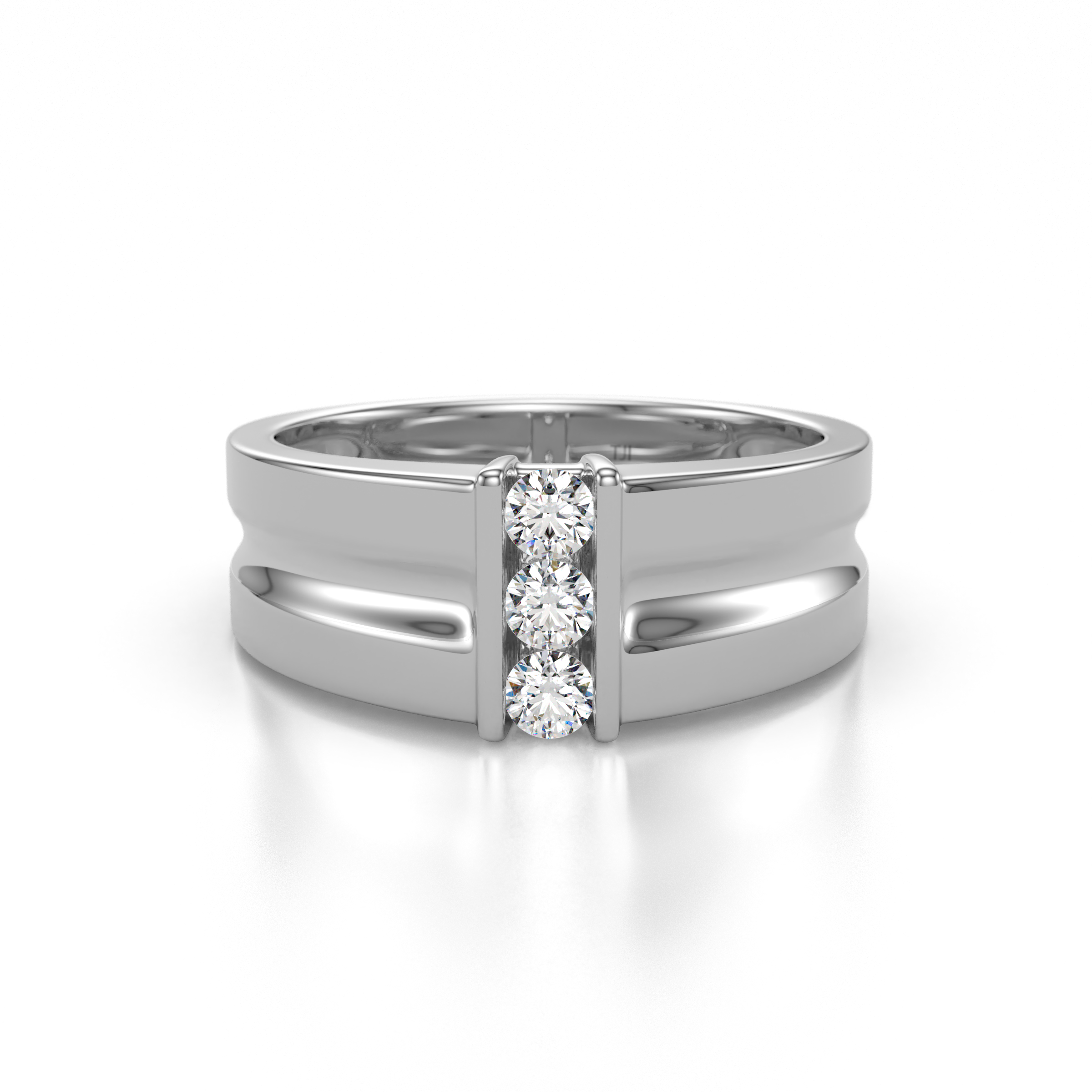 Xavier 0.27 ctw Lab Grown Diamond Three Stone High Polished Men Wedding Band (8.50 mm) 