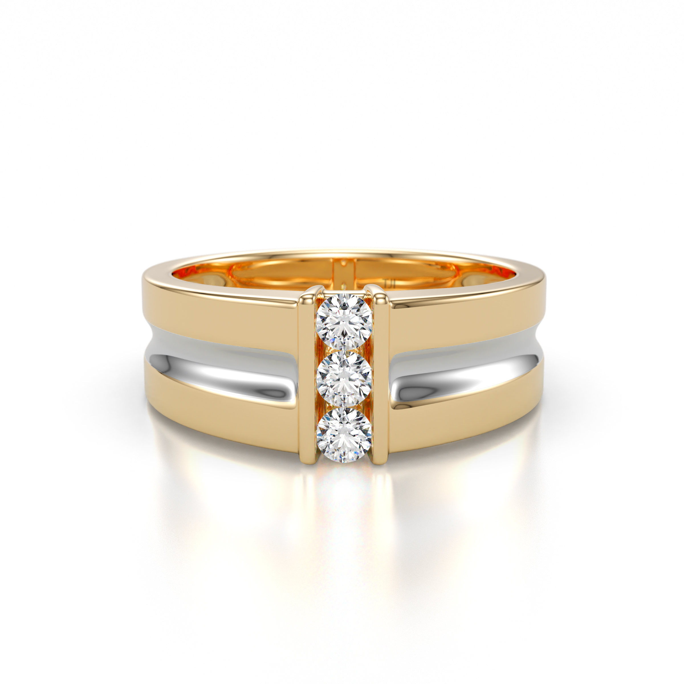 Xavier 0.27 ctw Lab Grown Diamond Three Stone High Polished Men Wedding Band (8.50 mm) 