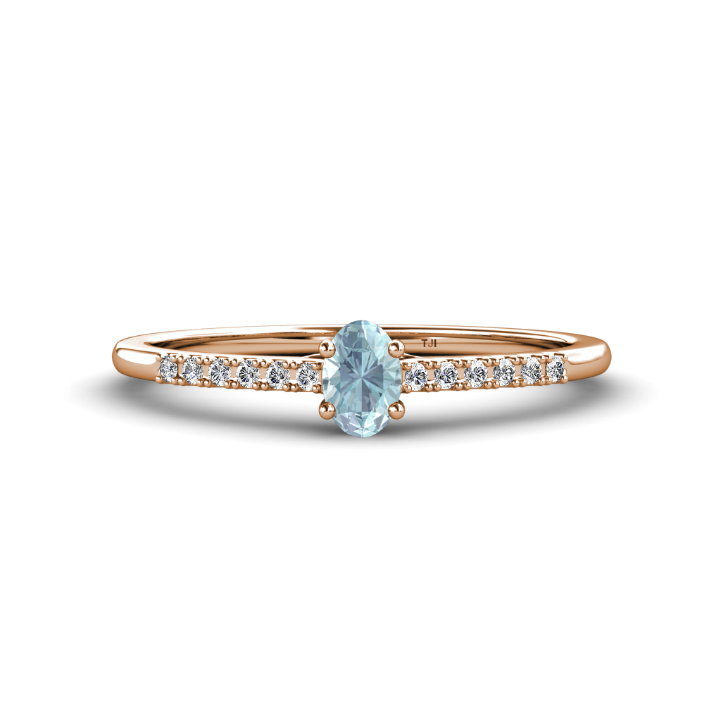 Penelope Classic Oval Cut Aquamarine and Round Diamond Engagement Ring 