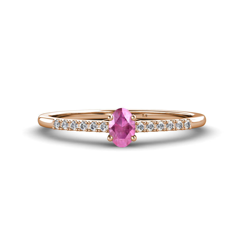 Penelope Classic Oval Cut Pink Sapphire and Round Diamond Engagement Ring 