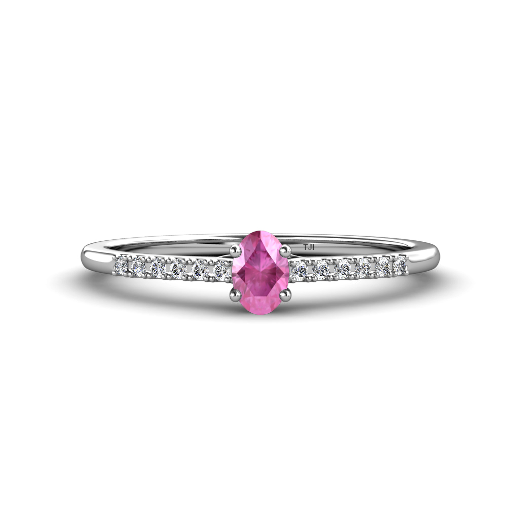 Penelope Classic Oval Cut Pink Sapphire and Round Diamond Engagement Ring 