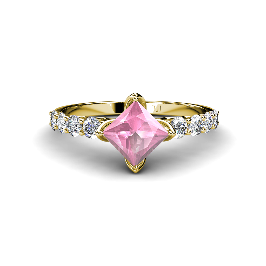 Alicia 1.62 ctw Princess Cut Pink Tourmaline and Diamond Engagement Ring 