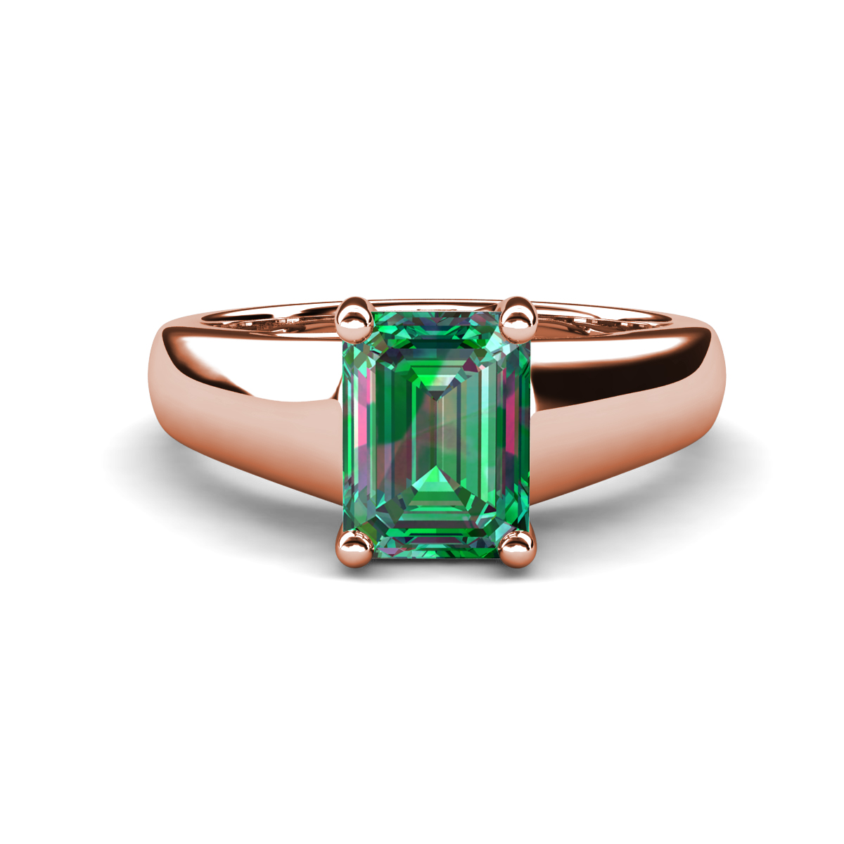 Nivora 1.95 ct Emerald Shape Created Alexandrite Women Solitaire Engagement Ring 