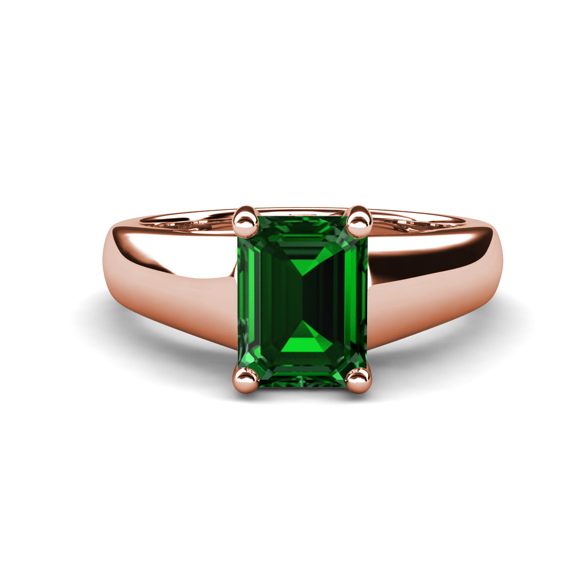 Nivora 1.40 ct Emerald Shape Created Emerald Women Solitaire Engagement Ring 
