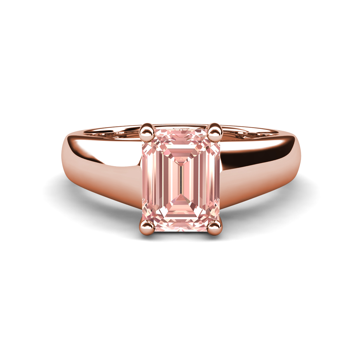 Nivora 1.40 ct Emerald Shape Morganite Women Solitaire Engagement Ring 