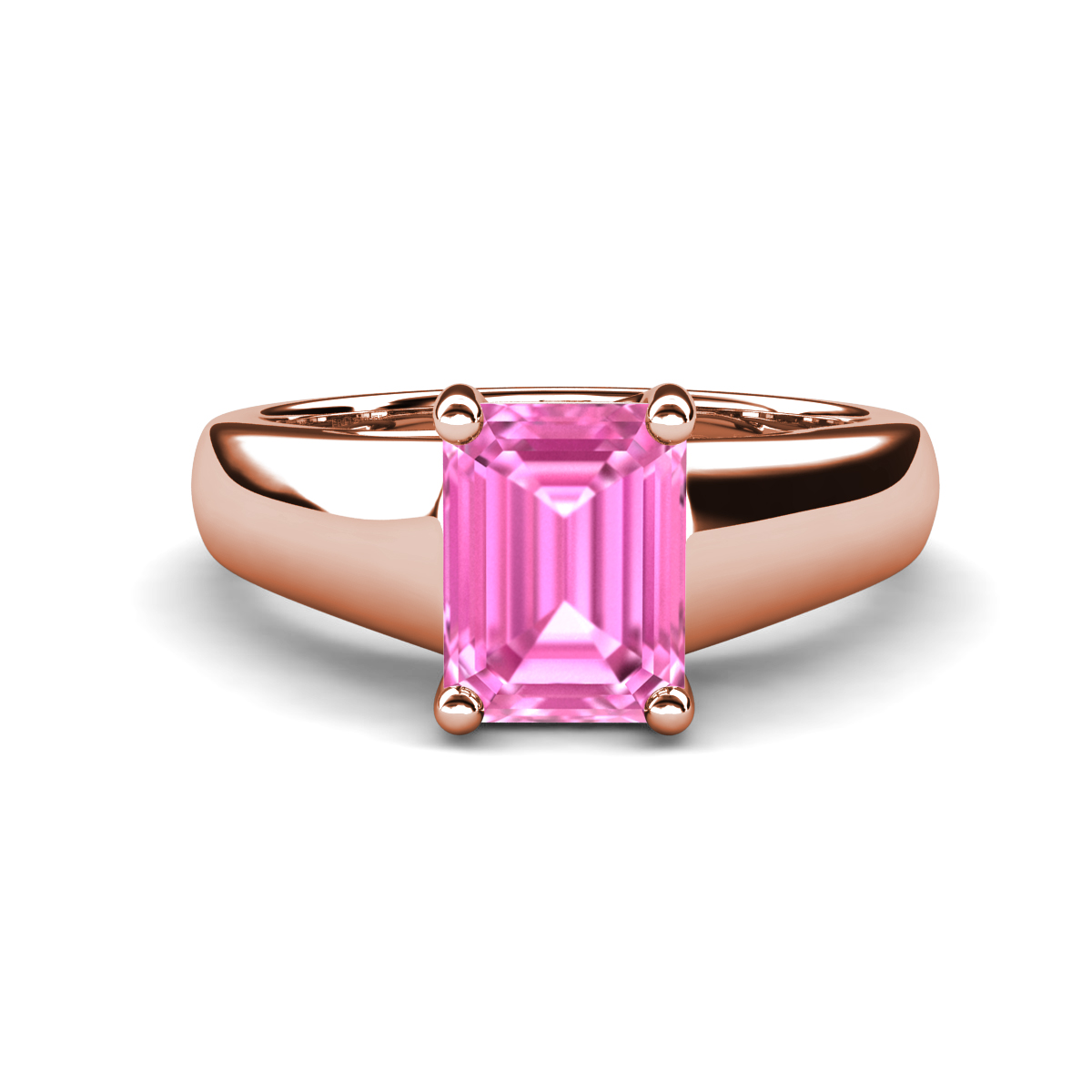 Nivora 2.07 ct Emerald Shape Created Pink Sapphire Women Solitaire Engagement Ring 