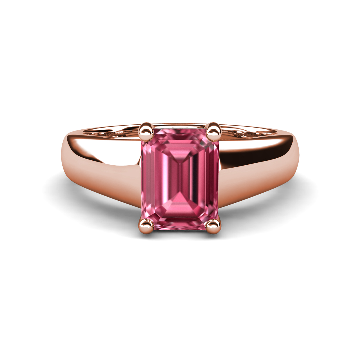 Nivora 1.65 ct Emerald Shape Pink Tourmaline Women Solitaire Engagement Ring 