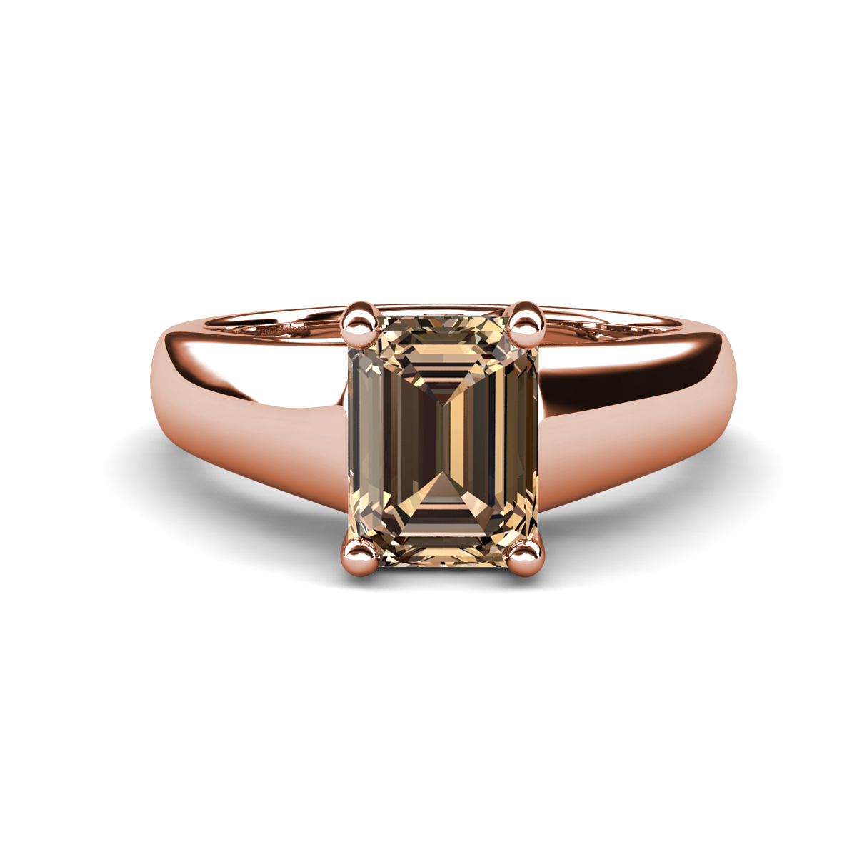 Nivora 1.70 ct Emerald Shape Smoky Quartz Women Solitaire Engagement Ring 