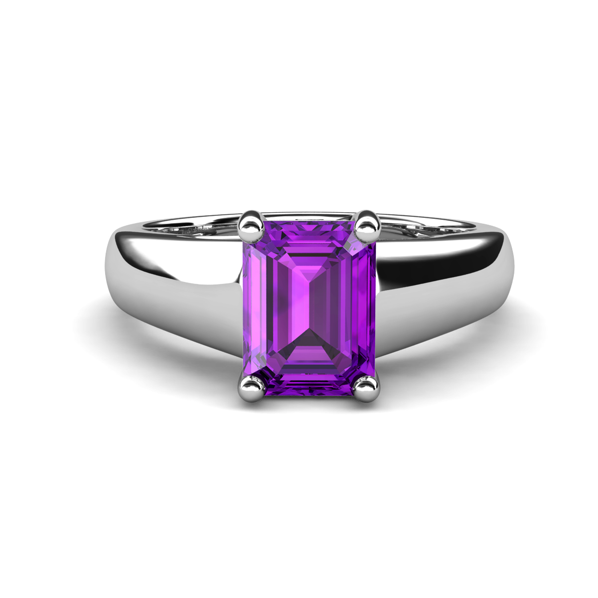 Nivora 1.45 ct Emerald Shape Amethyst Women Solitaire Engagement Ring 