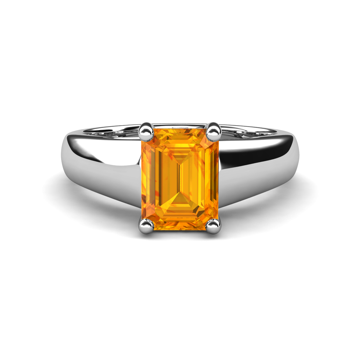 Nivora 1.50 ct Emerald Shape Citrine Women Solitaire Engagement Ring 