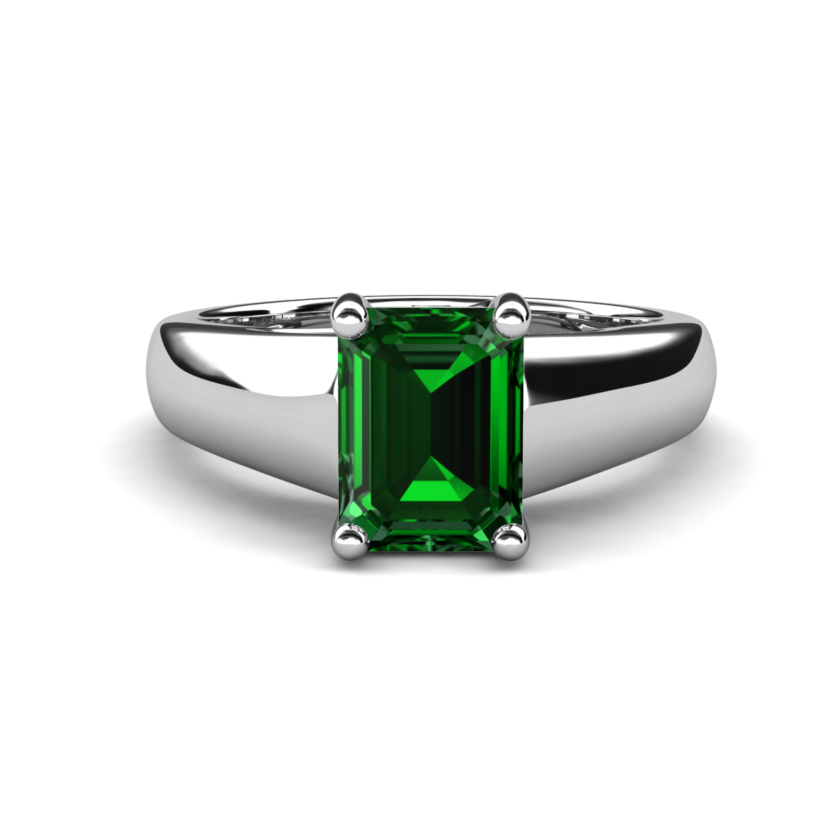 Nivora 1.40 ct Emerald Shape Created Emerald Women Solitaire Engagement Ring 