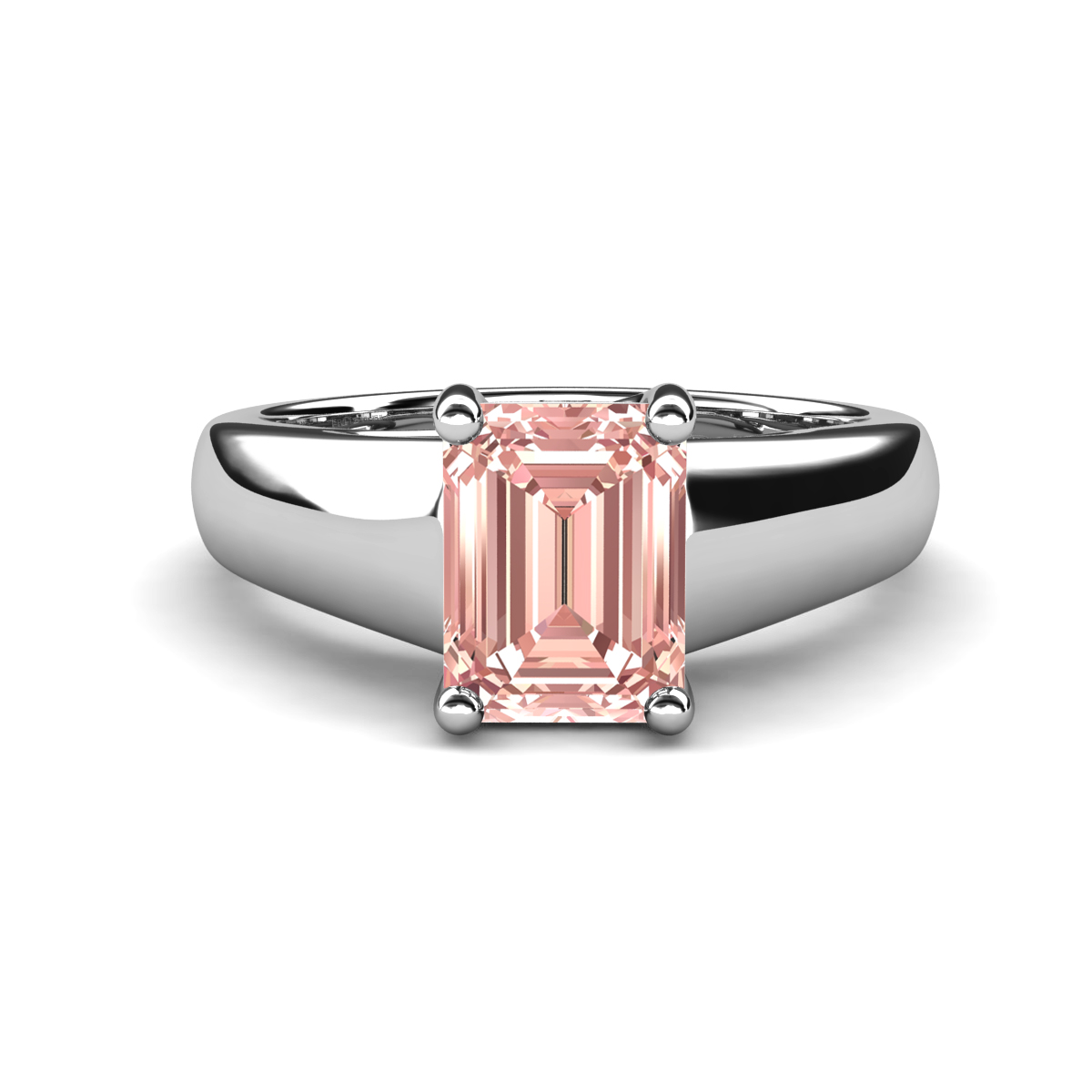 Nivora 1.40 ct Emerald Shape Morganite Women Solitaire Engagement Ring 