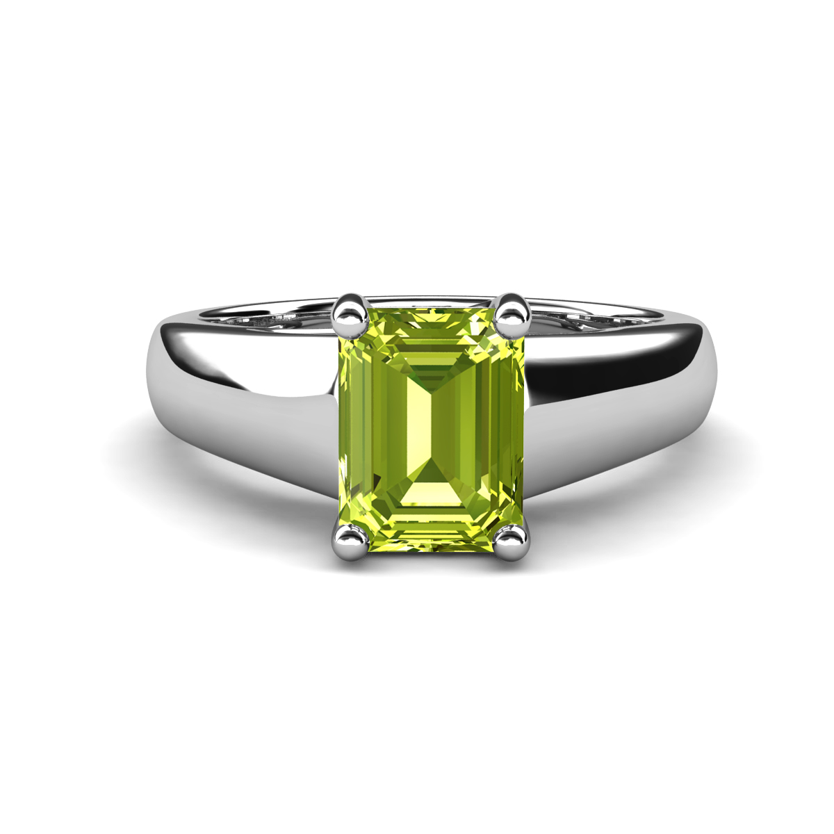 Nivora 1.70 ct Emerald Shape Peridot Women Solitaire Engagement Ring 