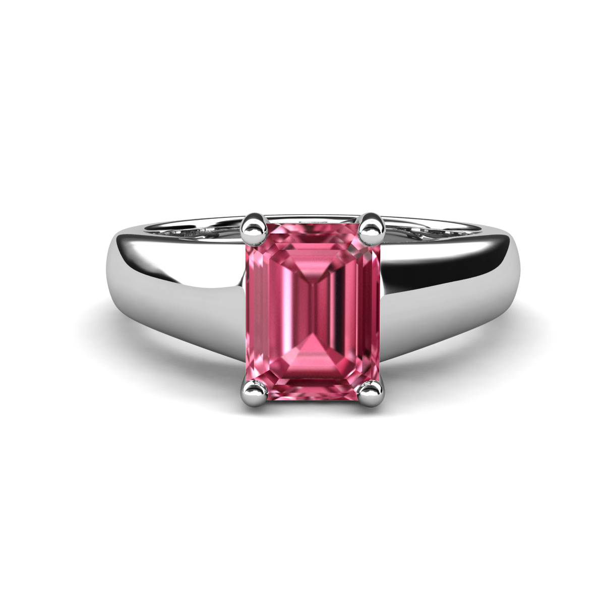 Nivora 1.65 ct Emerald Shape Pink Tourmaline Women Solitaire Engagement Ring 