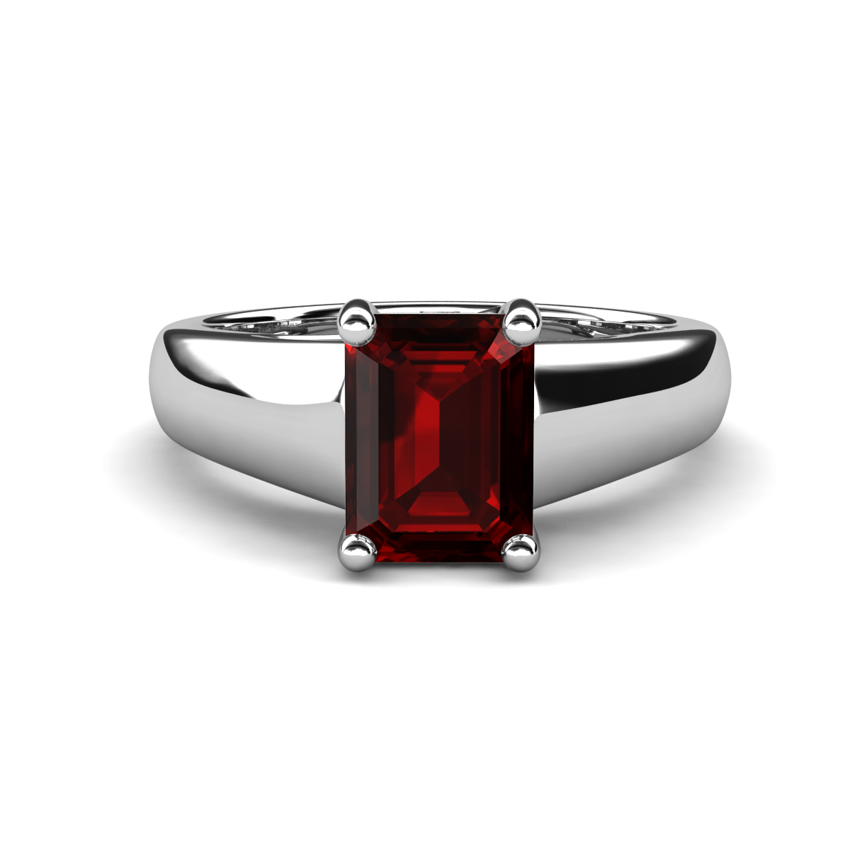 Nivora 1.95 ct Emerald Shape Red Garnet Women Solitaire Engagement Ring 