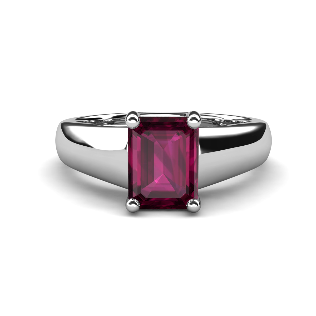 Nivora 2.00 ct Emerald Shape Rhodolite Garnet Women Solitaire Engagement Ring 