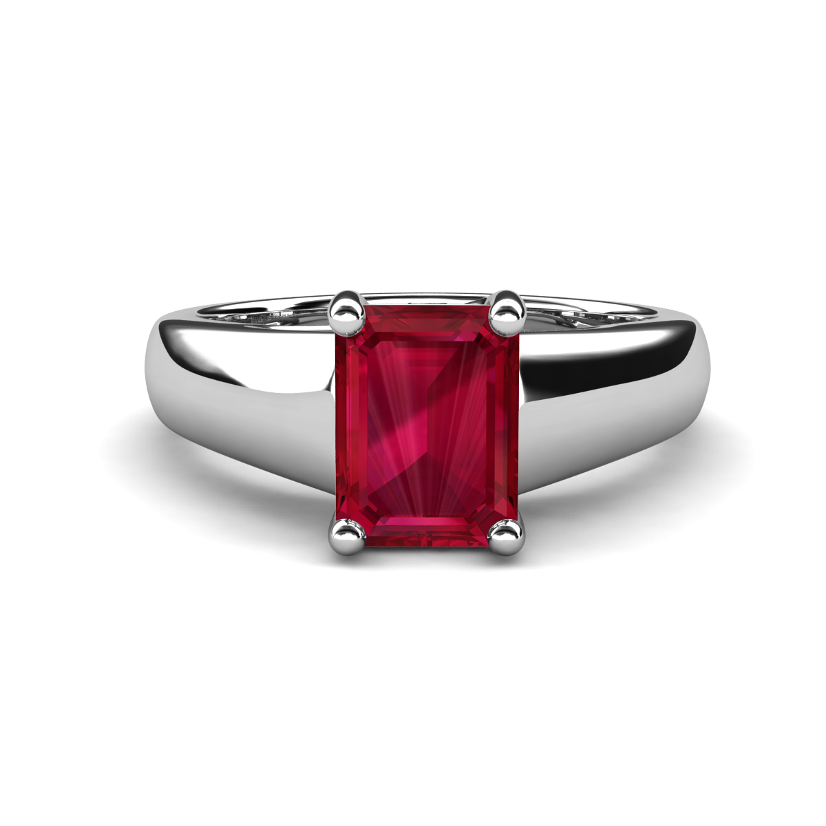 Nivora 2.07 ct Emerald Shape Created Ruby Women Solitaire Engagement Ring 