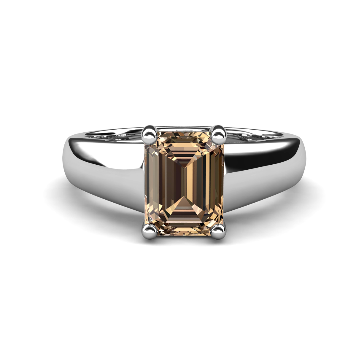 Nivora 1.70 ct Emerald Shape Smoky Quartz Women Solitaire Engagement Ring 