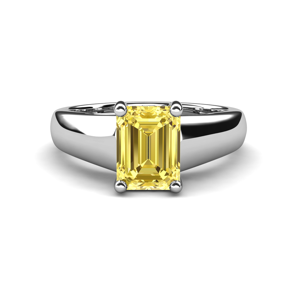 Nivora 1.90 ct Emerald Shape Created Yellow Sapphire Women Solitaire Engagement Ring 