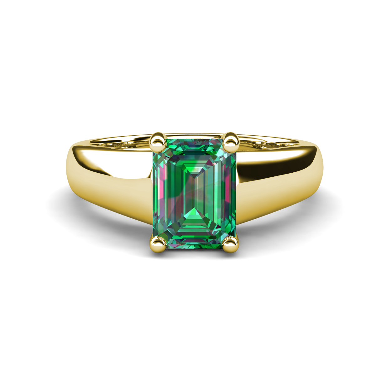 Nivora 1.95 ct Emerald Shape Created Alexandrite Women Solitaire Engagement Ring 