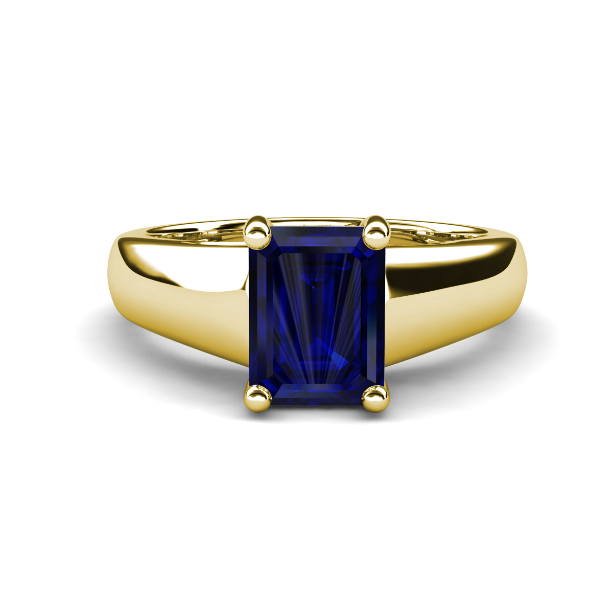 Nivora 2.07 ct Emerald Shape Created Blue Sapphire Women Solitaire Engagement Ring 