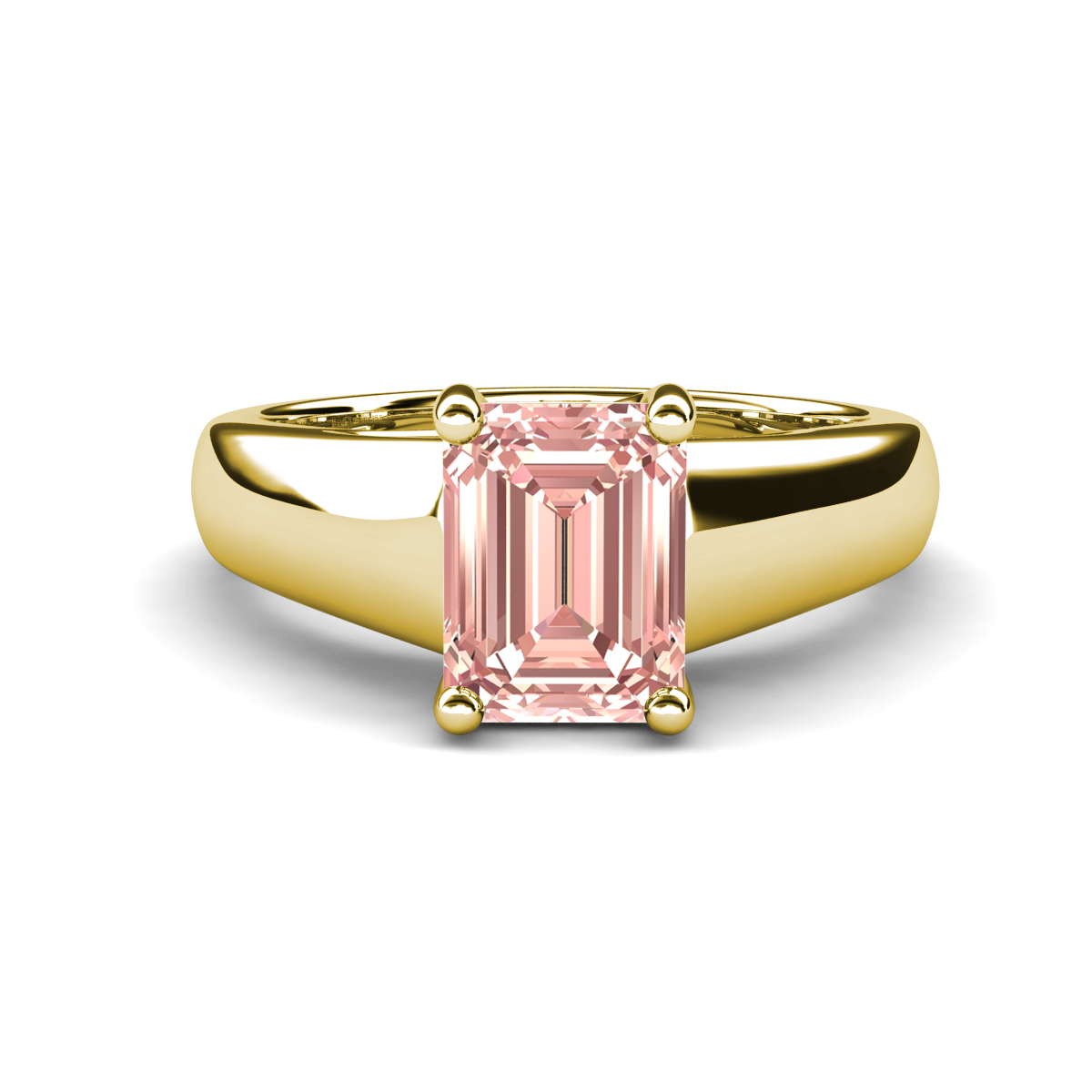 Nivora 1.40 ct Emerald Shape Morganite Women Solitaire Engagement Ring 