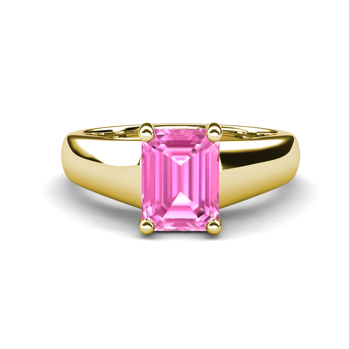 Nivora 2.07 ct Emerald Shape Created Pink Sapphire Women Solitaire Engagement Ring 