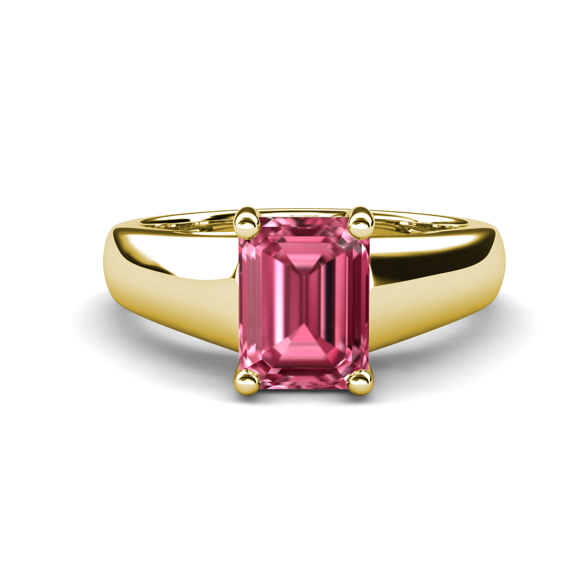 Nivora 1.65 ct Emerald Shape Pink Tourmaline Women Solitaire Engagement Ring 