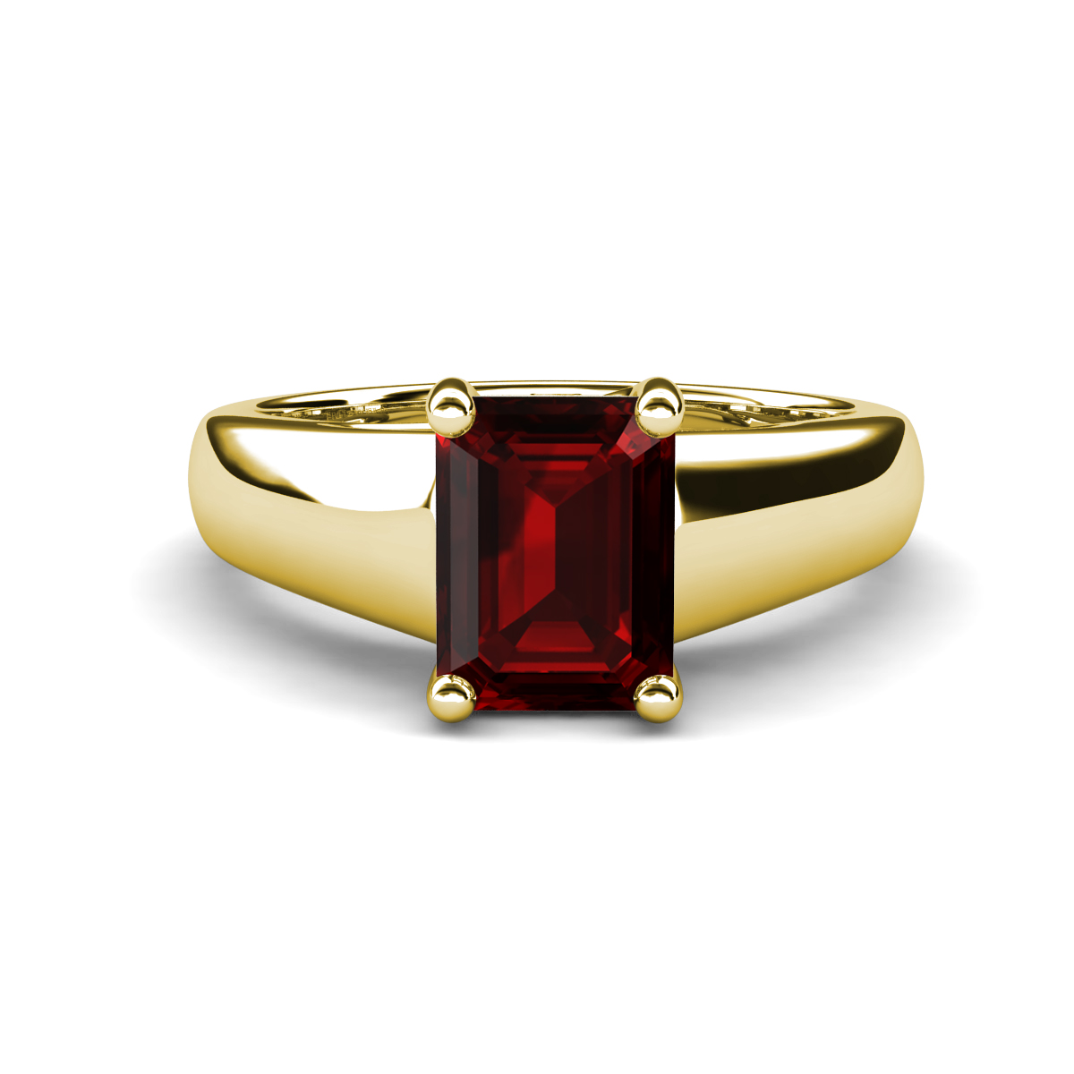 Nivora 1.95 ct Emerald Shape Red Garnet Women Solitaire Engagement Ring 