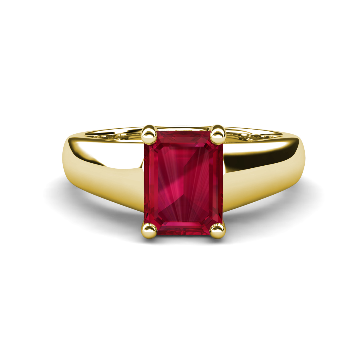 Nivora 2.07 ct Emerald Shape Created Ruby Women Solitaire Engagement Ring 