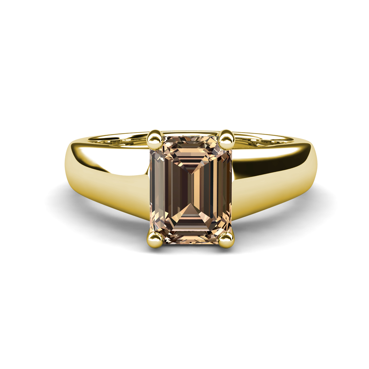 Nivora 1.70 ct Emerald Shape Smoky Quartz Women Solitaire Engagement Ring 