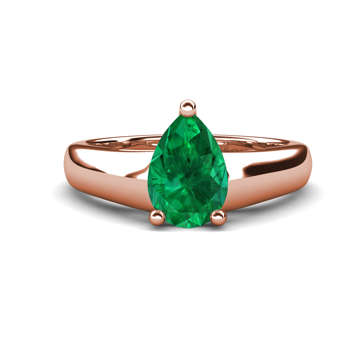 Nivora 1.00 ct Pear Shape Natural Emerald Women Solitaire Engagement Ring 