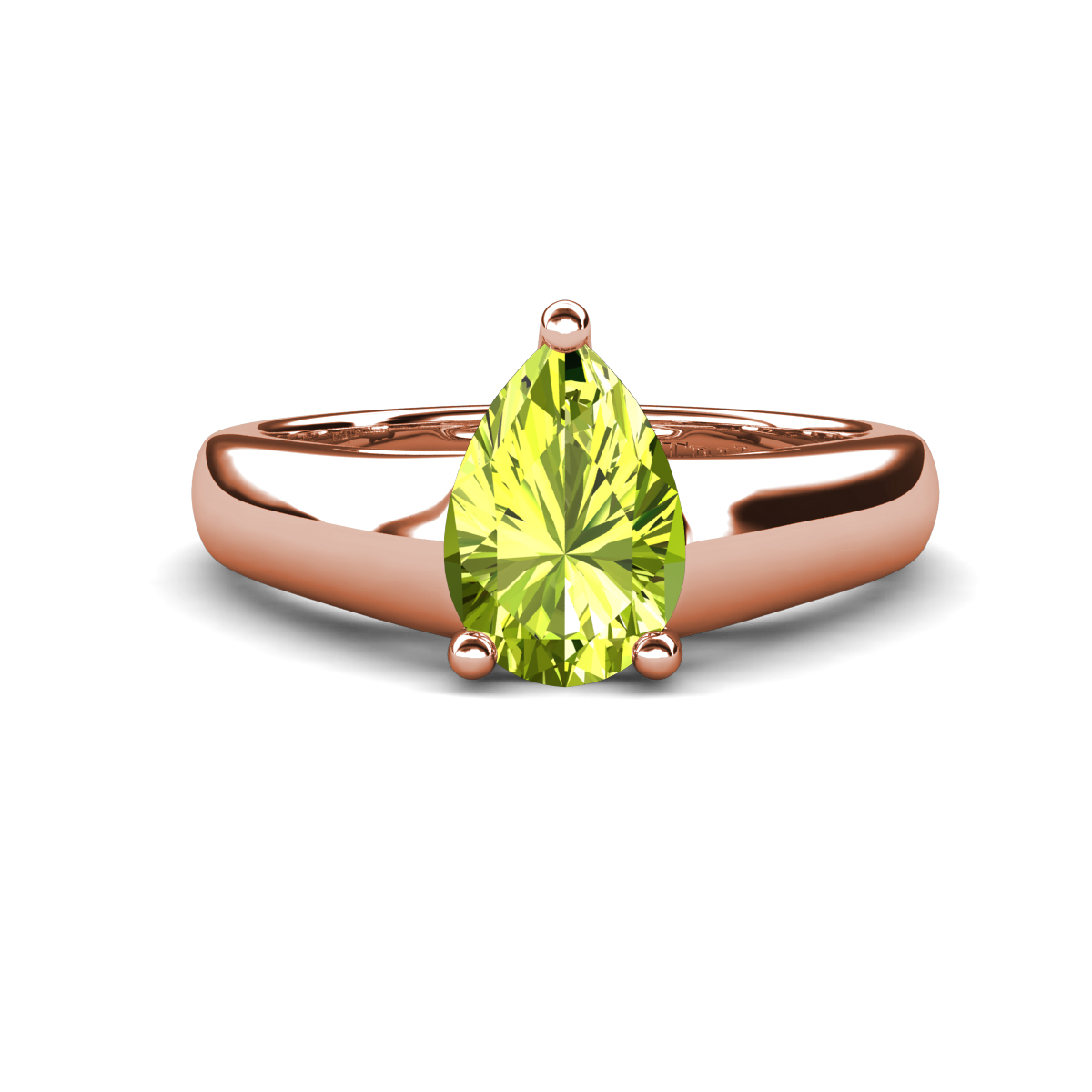 Nivora 0.95 ct Pear Shape Natural Peridot Women Solitaire Engagement Ring 