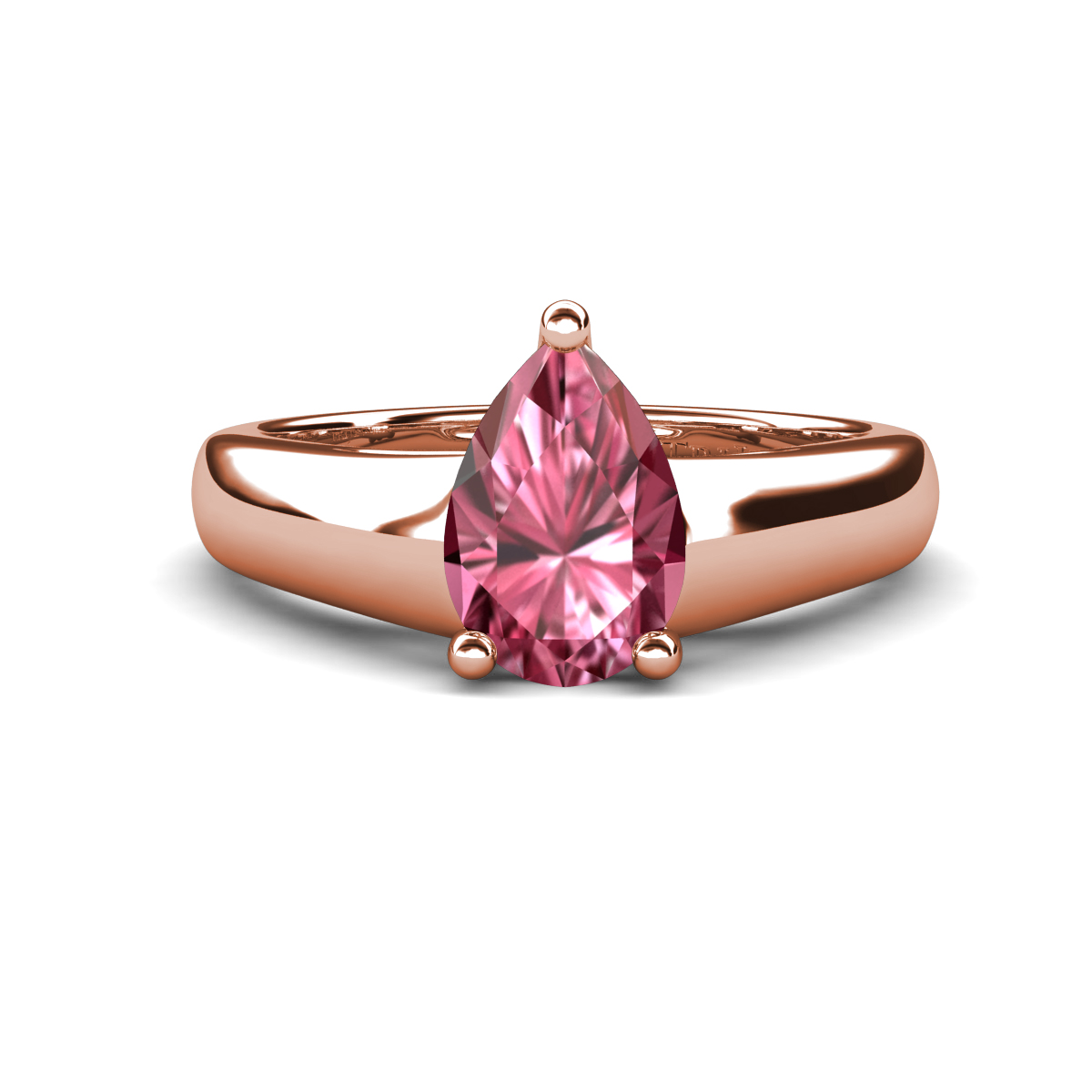 Nivora 0.80 ct Pear Shape Pink Tourmaline Women Solitaire Engagement Ring 