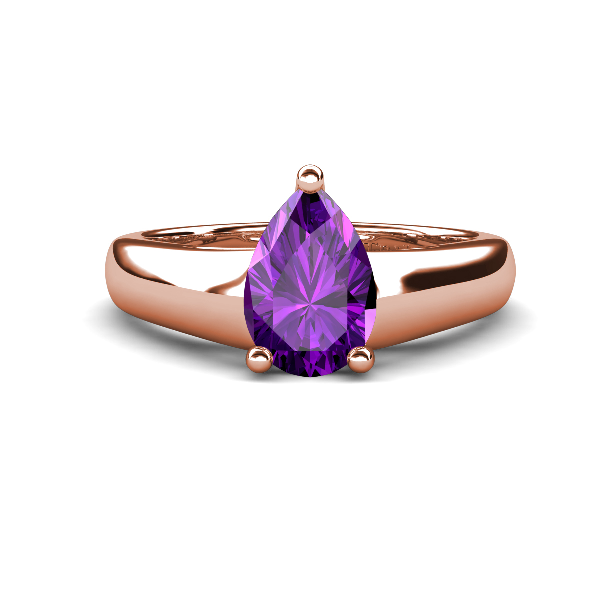 Nivora 0.95 ct Pear Shape Amethyst Women Solitaire Engagement Ring 
