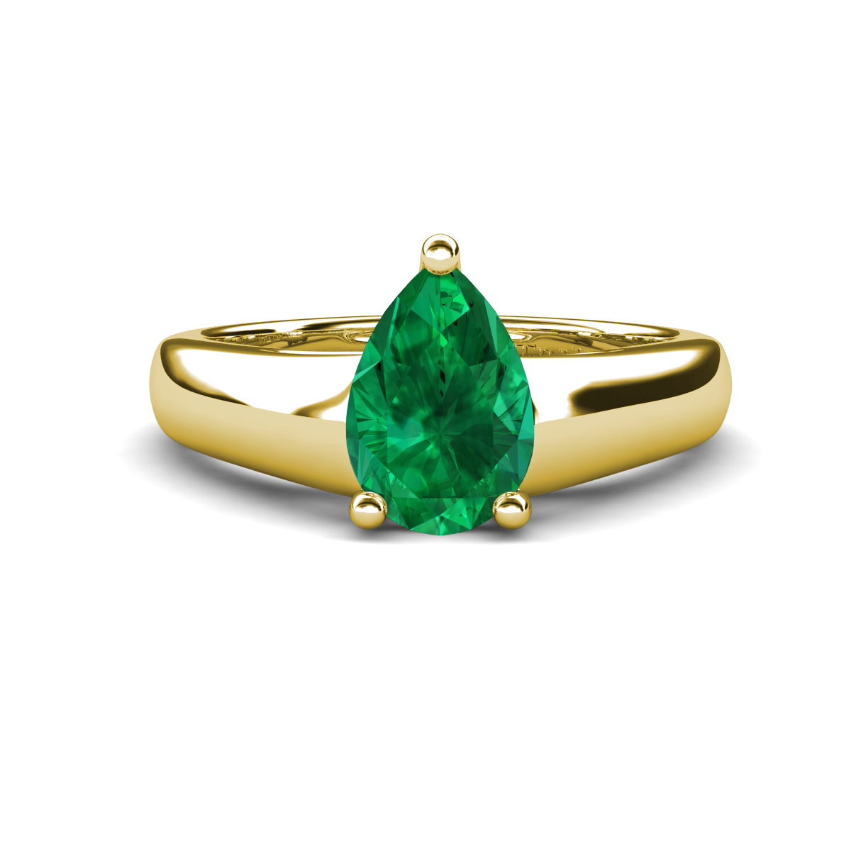 Nivora 1.00 ct Pear Shape Natural Emerald Women Solitaire Engagement Ring 